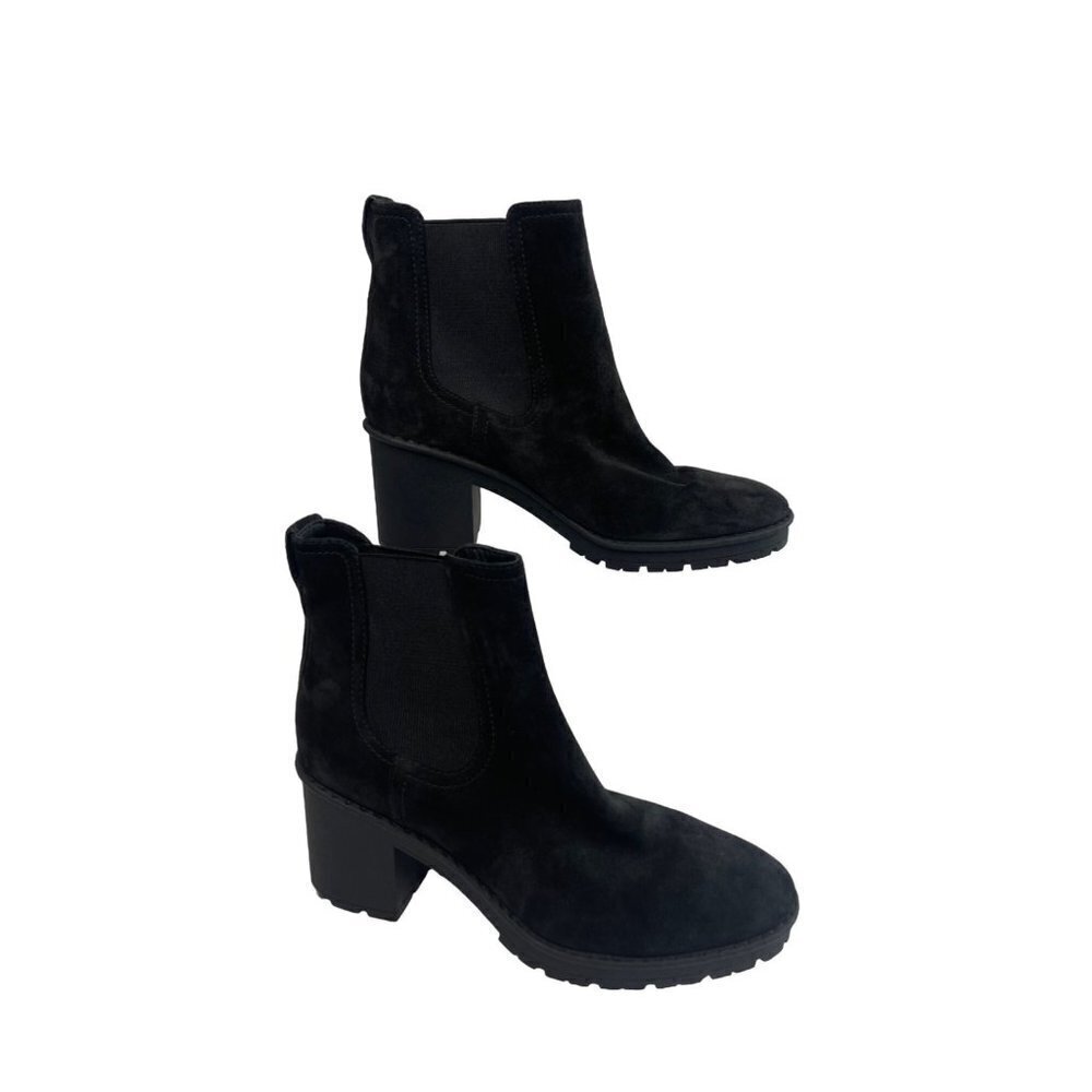 Vince Henderson Weatherproof Suede Chelsea Chunky Ankle Boot Black SZ 9.5M NEW